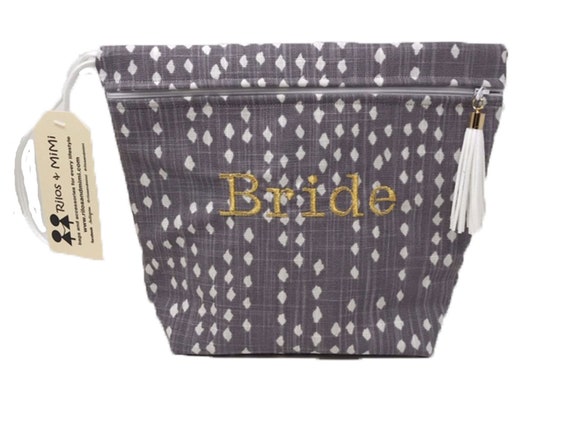 Dusty Purple Bride Makeup Bag or Bridal Emergency Kit Bag