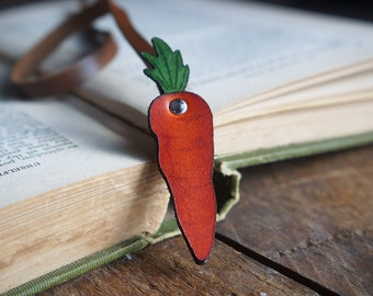 Carrot Bookmark - Recycled Leather Book Accessories · Unique Gardening Gift Ideas For A Reader · Made In Canada