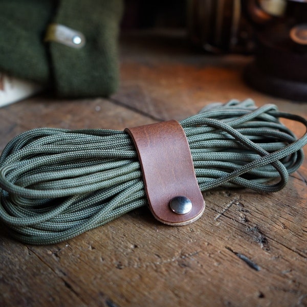 Leather Cord Keeper - Large Personalized Gift / Home Organization / Bushcraft Outdoor Gear / Custom Minimalist Tech Travel Accessories