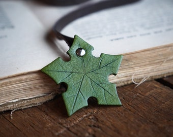 Tree Star Leaf Bookmark - Handcrafted Recycled Leather Bookmark - Unique Gift For a Fantasy Reader