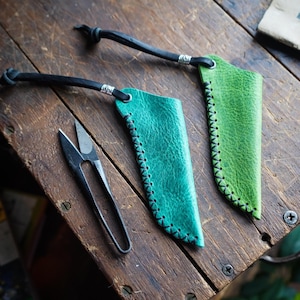 Leather Scissor Sheath - Spring / Every Day Carry Bushcraft Foraging Gear / Sewing Scissors / Viking Thread Snips / Harvesting Gardener Gift