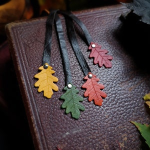 Oak Leaf Bookmark - Fall Brights / Handcrafted / Leather Bookmark / Book Accessories / Bibliophile / Reader / Stocking Stuffer / Gift Ideas