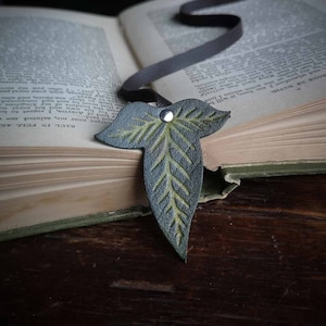 Elven Leaf Bookmark - Handcrafted Recycled Leather Bookmark - Unique Gift For a Fantasy Reader