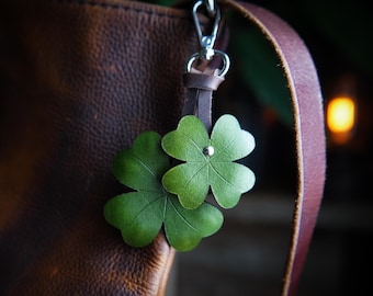 Coach Bag Charm Four Leaf Clover Olive Green Irish Shamrock