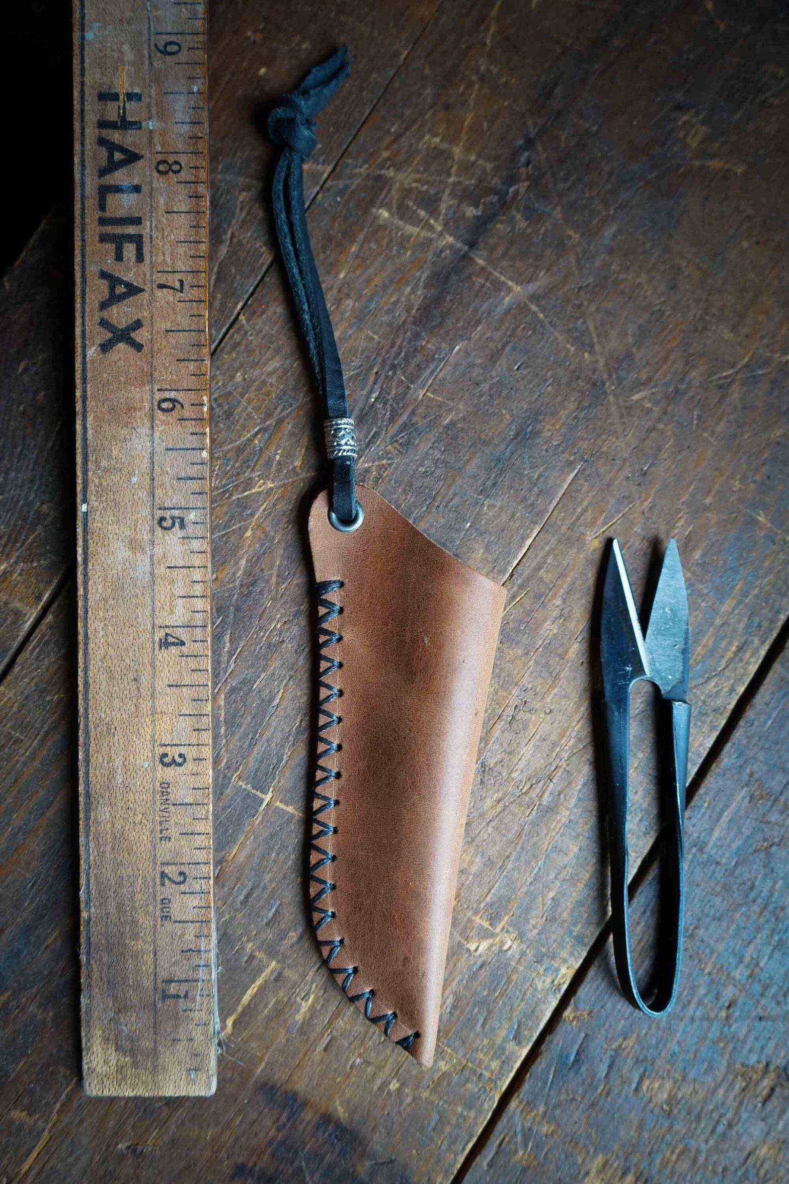 Scissor Sheath - Waxed Leather / Sewing Scissors / Viking LARP ...