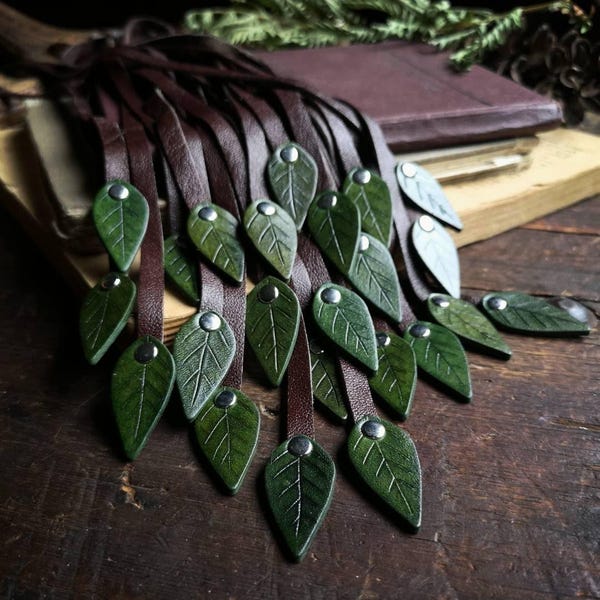 Leather Leaf Bookmark - Recycled Materials · Handmade Leather Book Accessories · Unique Botanical Gift Ideas For A Reader · Made In Canada