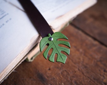 Personalized Leather Monstera Leaf Bookmark / Plant Lover Gift / Custom Bookmark For Reader / Recycled Sustainable