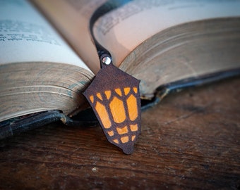 Lamp Post Leather Bookmark - Recycled Leather - Gift For Fantasy Reader - Handmade In Canada
