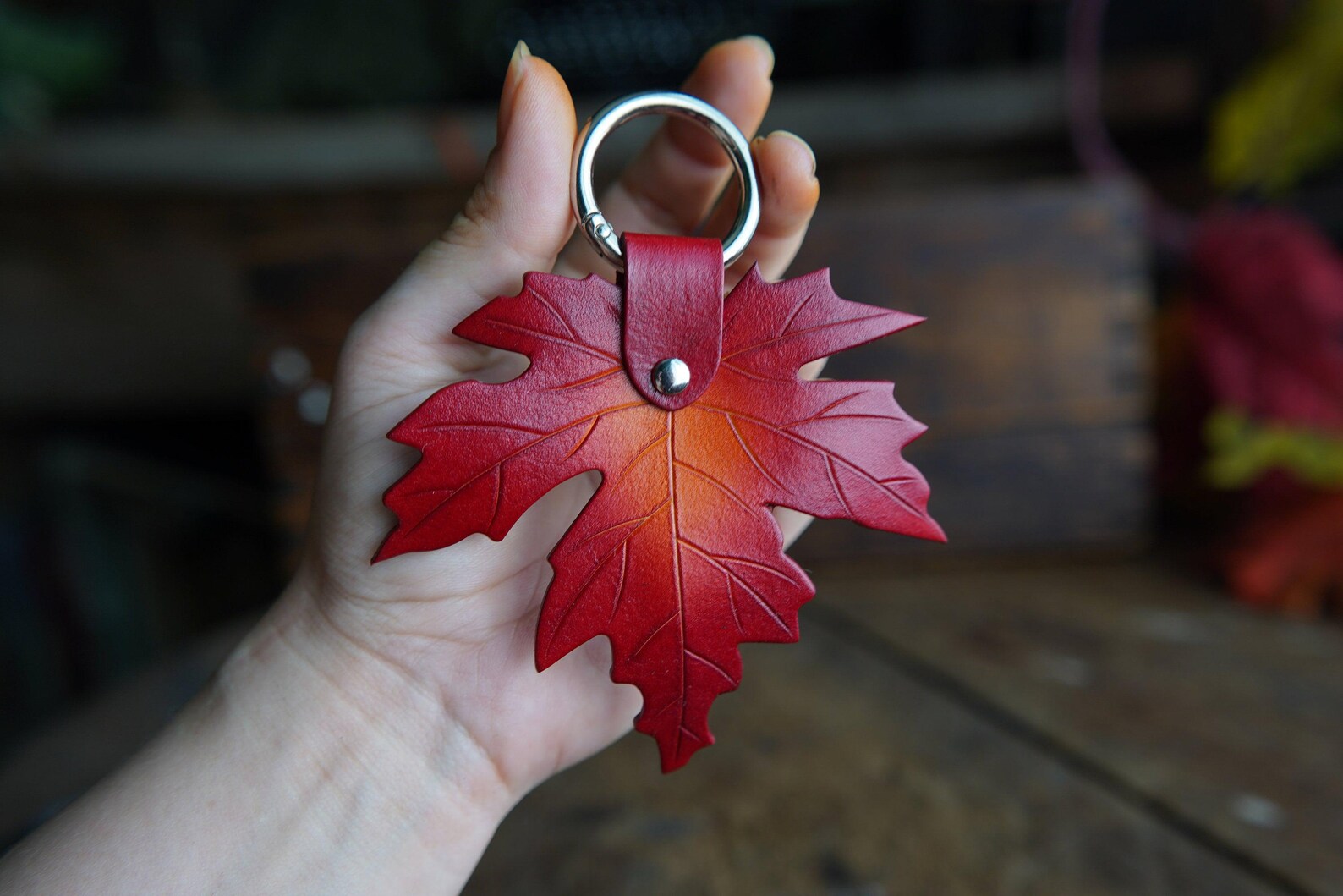 Fall Keychains Adult Maple Leaf Leather Bag Charm Large / Fall Keychain / Cute Key ...