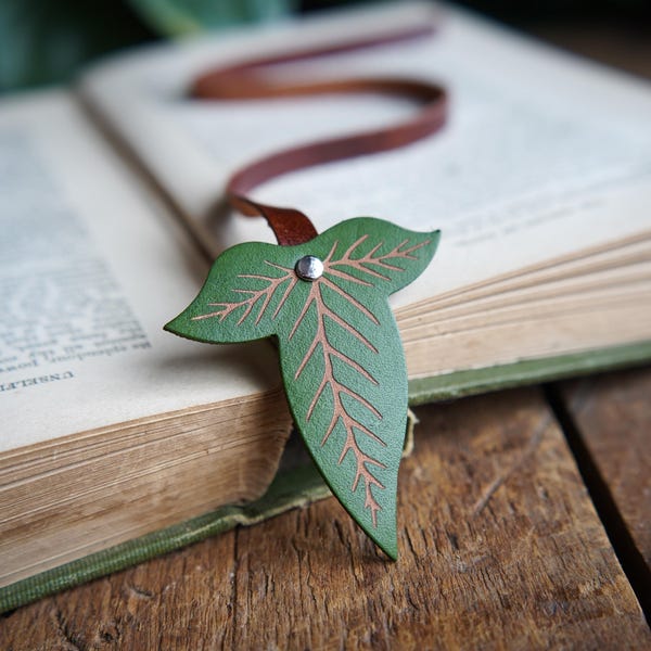 Elven Leaf Bookmark - Handcrafted Recycled Leather Bookmark - Unique Gift For a Fantasy Reader