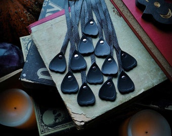 Planchette Bookmark / Handcrafted / Recycled Leather  / Book Accessories / Bibliophile / Reader / Halloween / Leather Goods / Spooky / Ouija