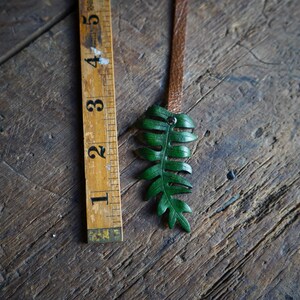 Fern Leather Bookmark / Handmade In Canada / Recycled Leather / Ostrich Fern / Wild Foraged Edible / Bibliophile / Gift For Reader / Fantasy image 7