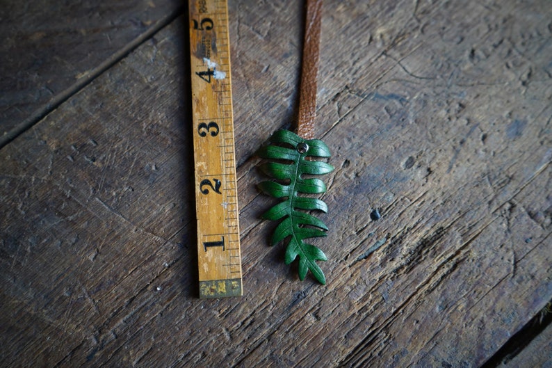 Fern Leather Bookmark / Handmade In Canada / Recycled Leather / Ostrich Fern / Wild Foraged Edible / Bibliophile / Gift For Reader / Fantasy image 7