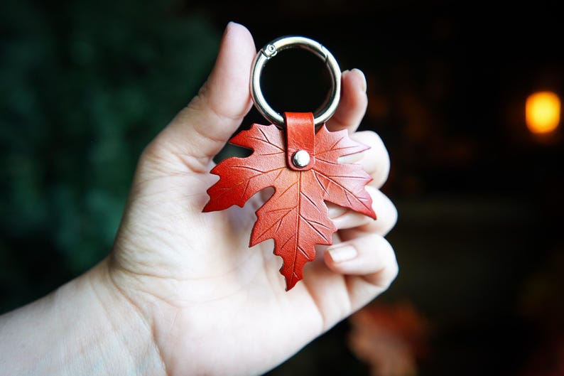Fall Keychains Adult Maple Leaf Leather Bag Charm / Purse or Tote Flair / Fall Keychain ...