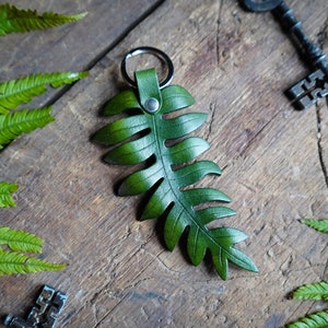 Fern Leather Keychain / Forager Gift Ideas / Cute Key Accessories / Plant Bag Charm / Every Day Carry / Made In Canada image 6