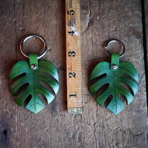 Monstera Leaf Leather Keychain Large / Gift Ideas / Cute Key Accessories / Houseplant Bag Charm / Every Day Carry / Made In Canada image 5