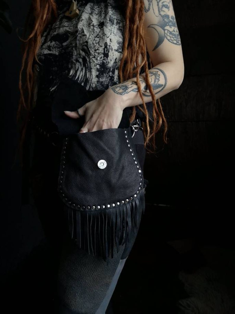 Leather Belt Bag Festival Gear Hip Bag Witch Dark Fashion Boho Purse Festival Belt Leather Pouch Hip Bag