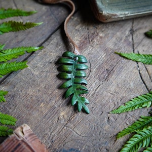 Fern Leather Bookmark / Handmade In Canada / Recycled Leather / Ostrich Fern / Wild Foraged Edible / Bibliophile / Gift For Reader / Fantasy image 2