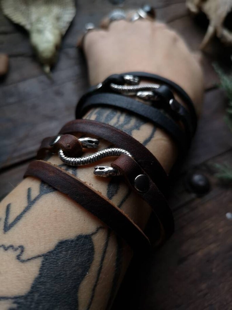 Serpent Wrap Bracelet // Leather Bracelet // World Serpent // Etsy