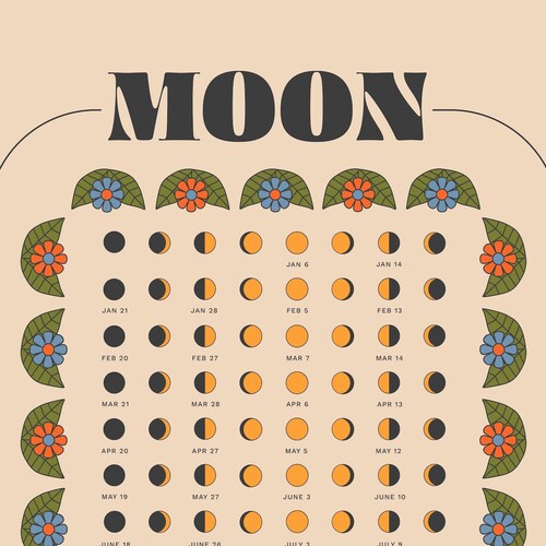 Lunar Calendar 2023 Moon Phase Calendar Printable Calendar Etsy Canada
