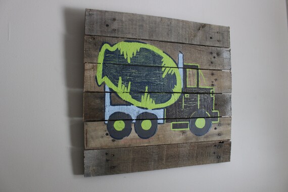 Medium Cement Truck20x20boys Rustic Wall Artwood Pallet Etsy
