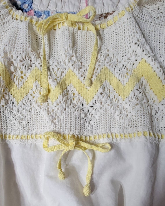 1920s Antique Yellow White Crocheted Camisole Top… - image 4