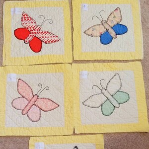 Choice Vintage Quilted Butterfly Applique  Quilt Block Pattern Bold and Bright. Piece  Farmhouse Retro Feedsack