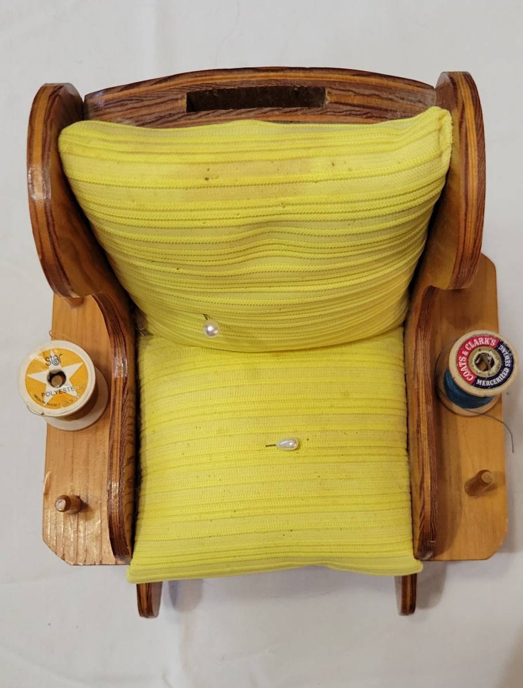 Vintage Wood Rocking Chair Pin Cushion Sewing Organizer Wood Etsy