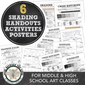Shading Worksheets for Drawing in Middle School Art, High School Art, Visual Art