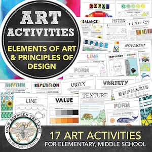Elements of Art and Principles of Design Worksheets for Elementary Art, Early Middle School Art, Art Activity, Handout