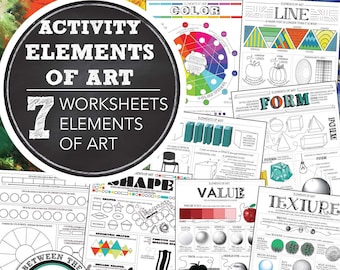 7 Elements of Art Worksheets, Activities, Lesson to lead to Principles of Design