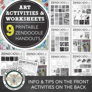 Zentangles Worksheet Bundle Elementary Middle High School Visual Art Activities