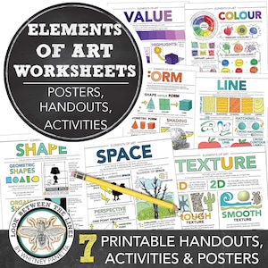 Elements of Art Worksheets, Activities, Lesson, Posters Elementary, Middle, High