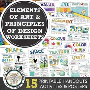 Elementary, Middle, High School Elements of Art, Principles of Design Worksheets