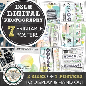 Introduction to Digital Photography, DSLR: 7 Printable Posters or Worksheets