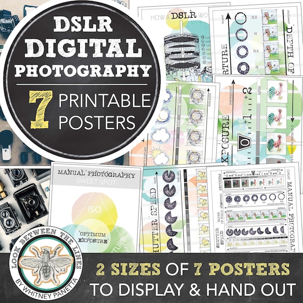 Introduction to Digital Photography, DSLR: 7 Printable Posters or Worksheets