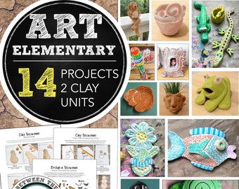 Elementary Art Clay Curriculum: 2 Clay Units, 14 Art Lessons, Projects, Worksheets