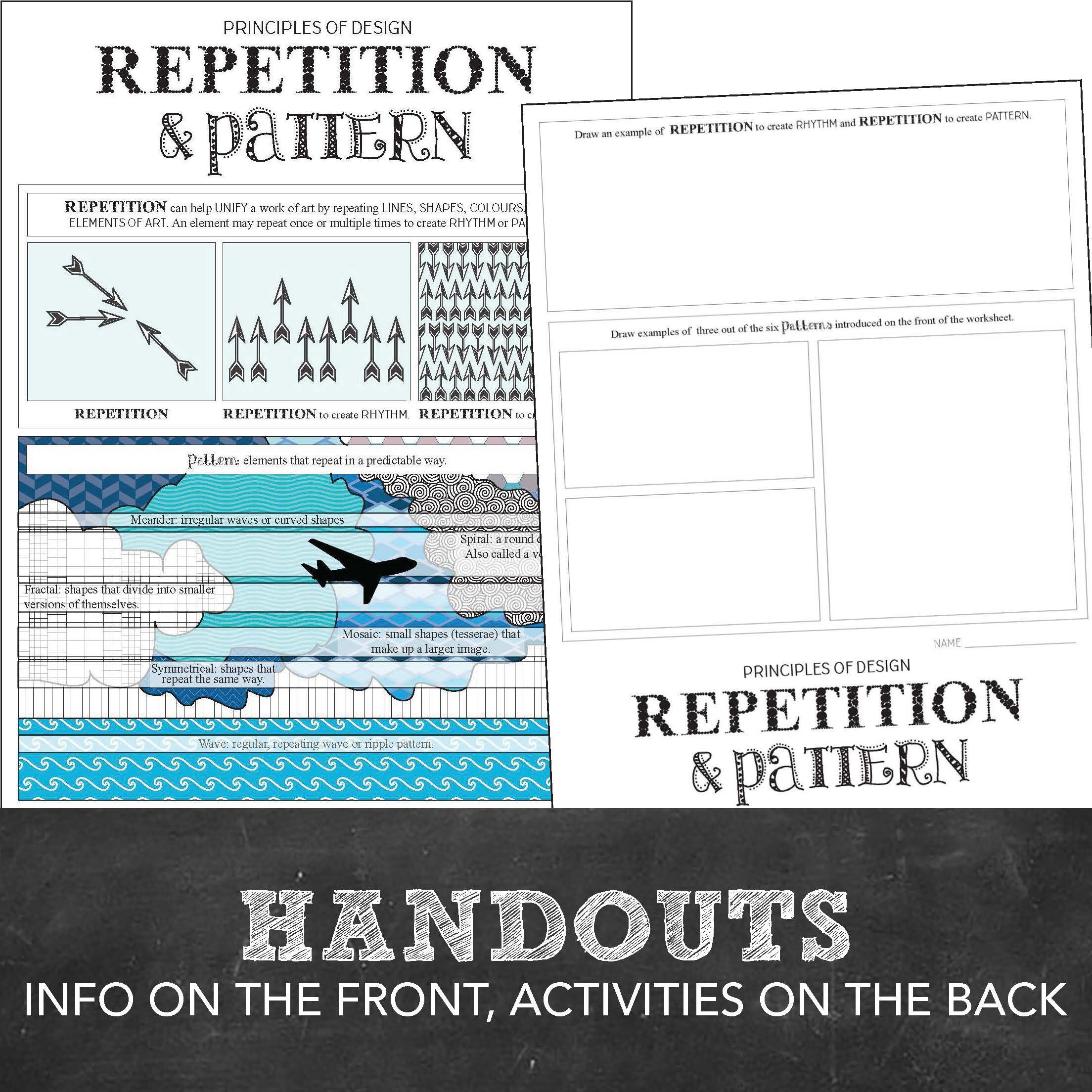 Principles of Design Worksheet, Activity, Sub Plan, Use the Elements of ...