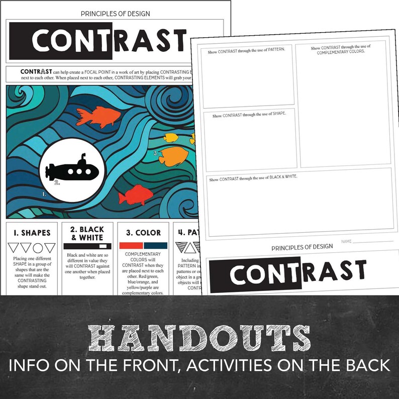Principles of Design Worksheet, Activity, Sub Plan, Use the Elements of ...