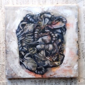 New Orleans Crawfish Home Decor: Foodie Encaustic Mixed Media