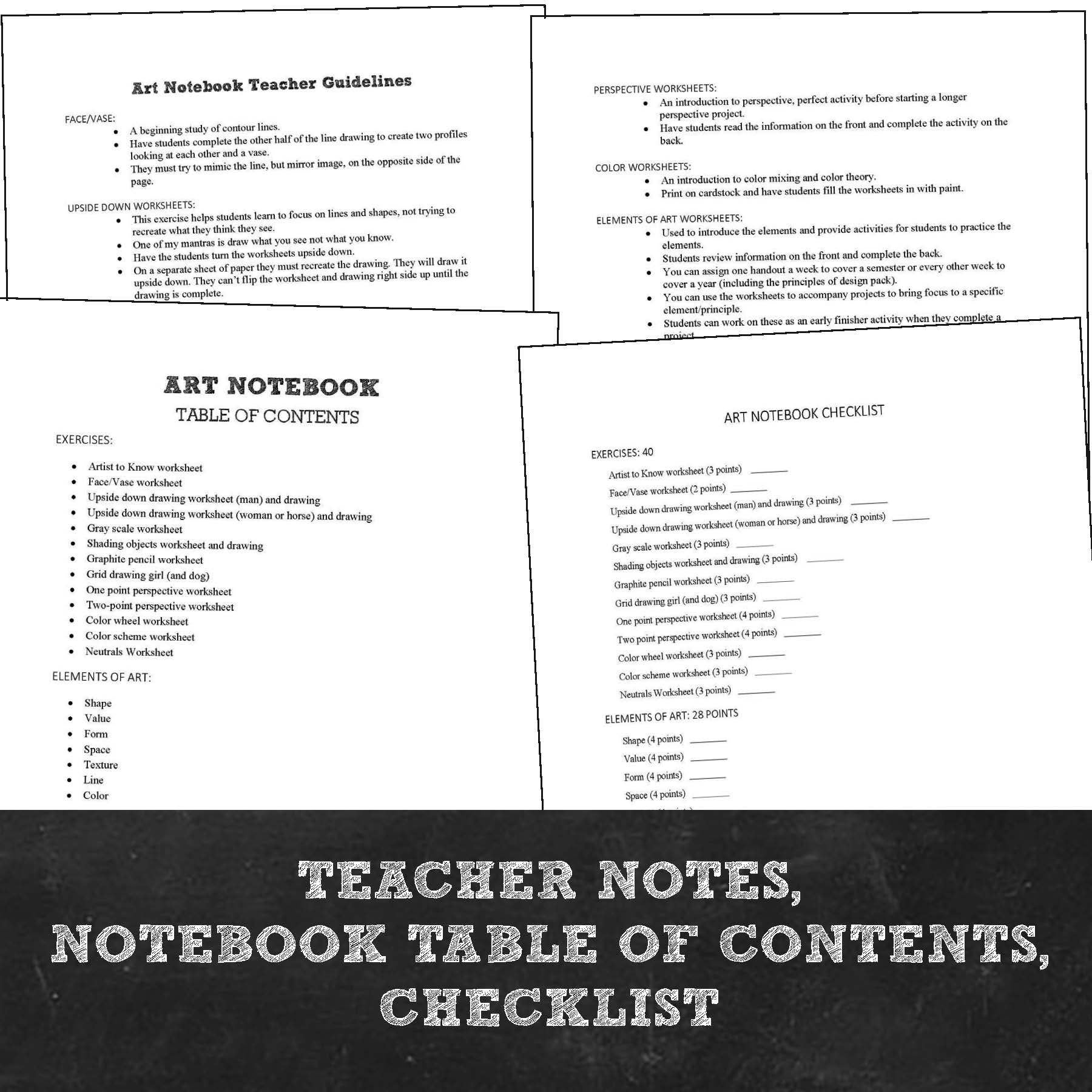 Middle, High School Introduction to Art Notebook: 30 Handouts ...