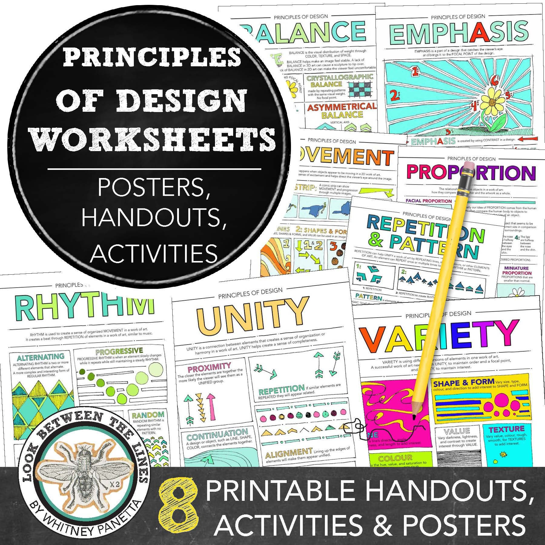 Principles of Design Worksheets, Activities, Posters, Using the Elements of Art
