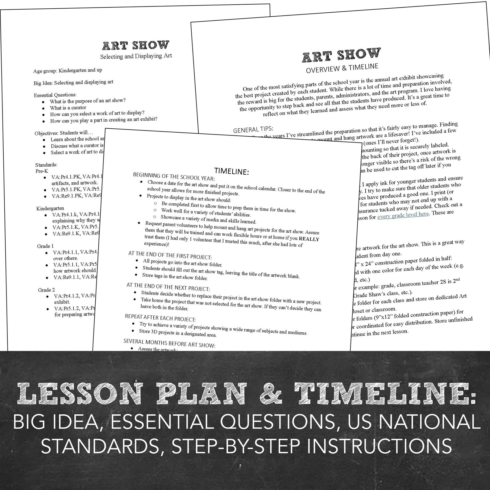 Elementary & Middle School Art Show Exhibit Pack: Timeline, Activities ...