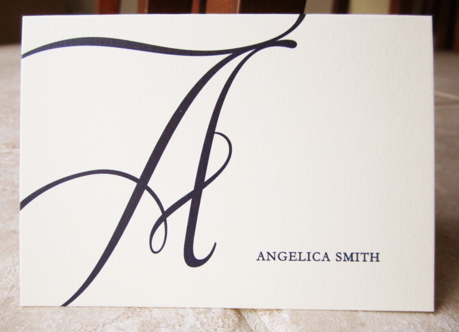 200 Monogram Initial Script Personalized Stationery Thank You Note Card ...