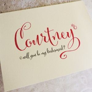 5 Will You Be My Bridesmaid Cards Personalized Brush Script