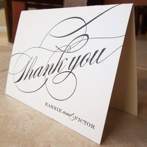 Formal Script Personalized Thank You Wedding or Couples Note Card image 1