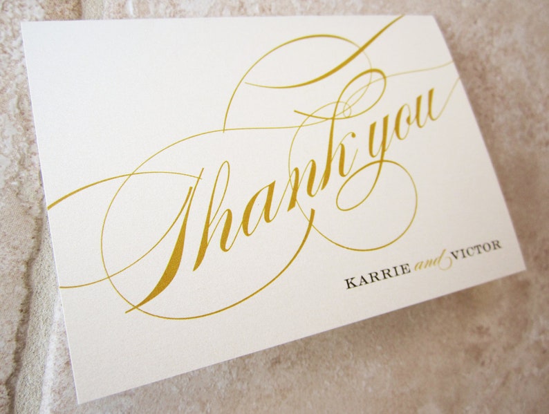 Formal Script Personalized Thank You Wedding or Couples Note Card image 3