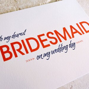 To My Bridemaid Cards On My Wedding Day Modern Vintage Thank You