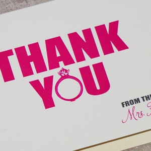 100 do futuro Mrs Modern Ring personalizado "noiva para ser" cartão de agradecimento para chá de panela