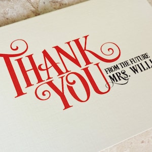 40 Del Futuro Sra. Personalizada "novia por ser" Bridal Shower Victoriana Moderna Tarjeta de Notas de Agradecimiento